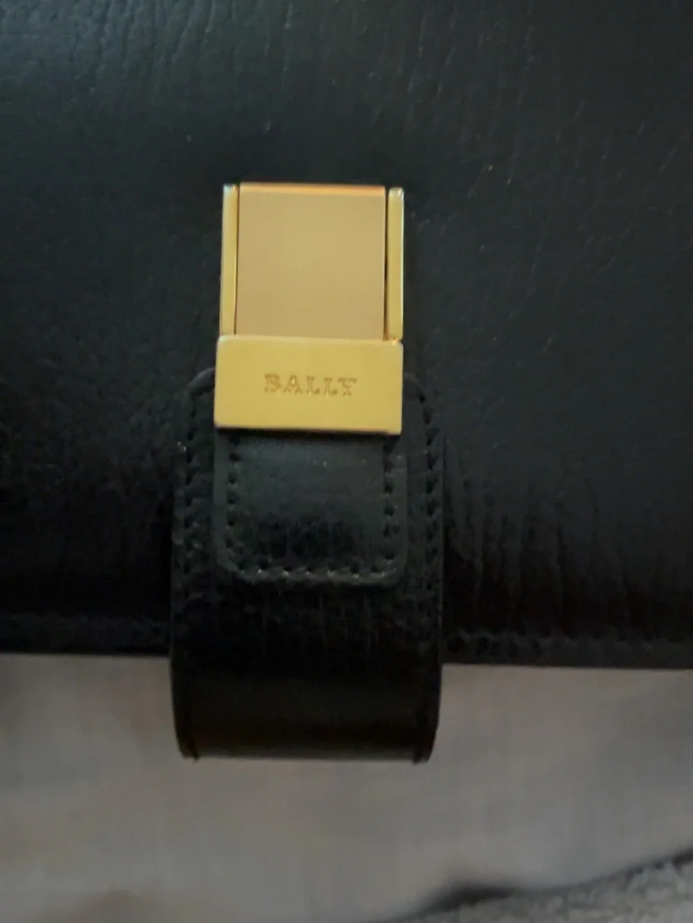 Bally Black Leather Clutch with Gold Hardware